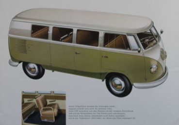 Volkswagen T1 Transporter Modellprogramm 1961 "Der große Volkswagen für kleine Gesellschaften" Automobilprospekt (4971)